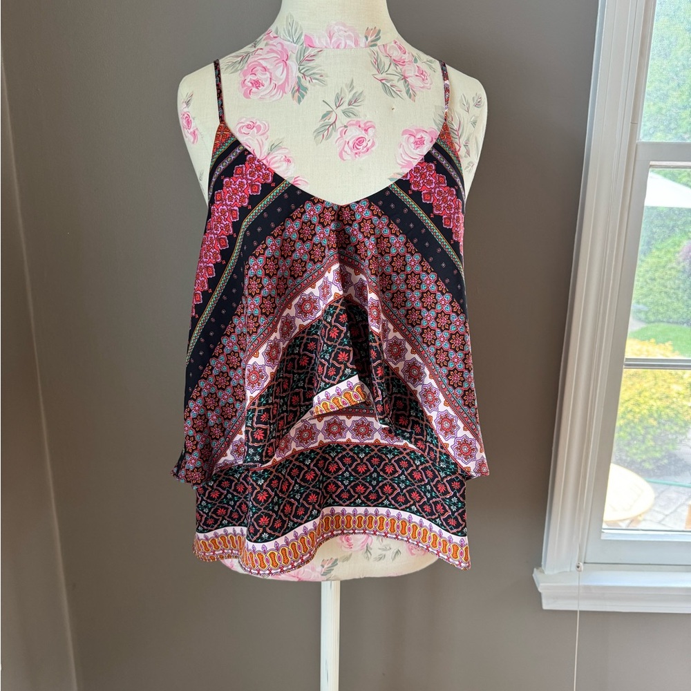 Spaghetti Strap Flowy Tank Multi Color/ Multi Pattern